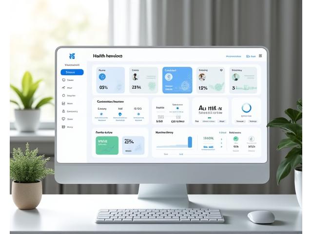 Interface do dashboard analítico da Aura Plena com vários widgets de dados de saúde.