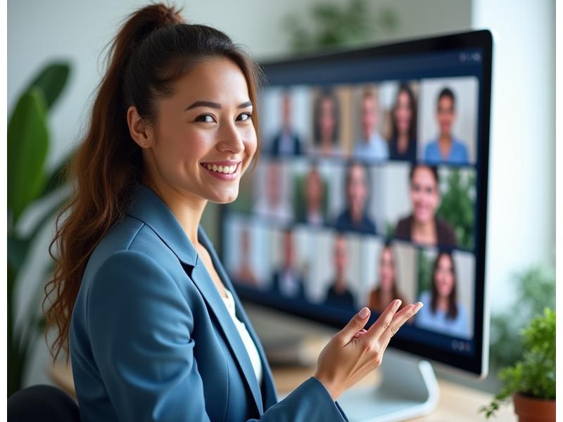 Uma especialista em bem-estar interage online com membros da comunidade Aura Plena, respondendo a perguntas em uma sessão Q&A.